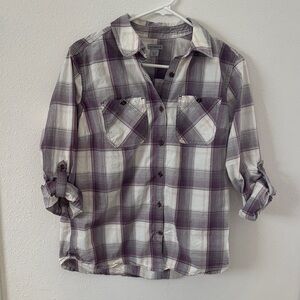 Levi's Women's Purple Plaid Button Down Shirt SzS